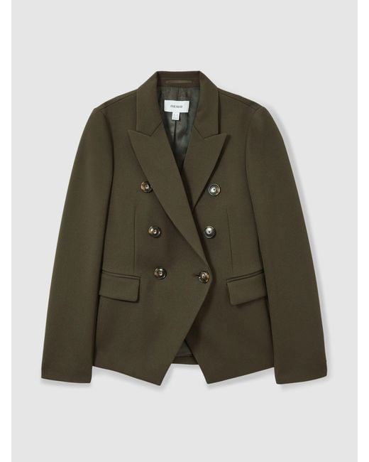 Reiss Green Double-Breasted Peak-Lapel Suit Blazer