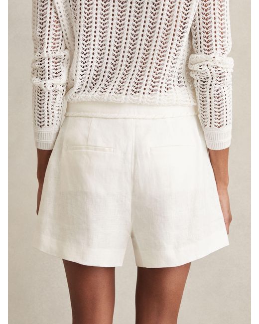 Reiss Natural Linen Whipstitch Shorts