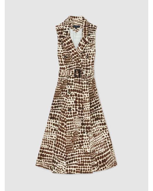 ATELIER Gray Cotton Animal-Print Tailored Dress