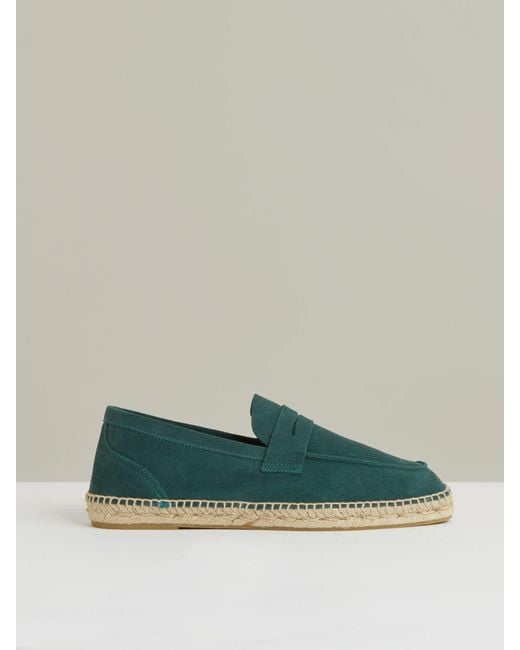 Reiss Green Cannes - Light Teal Suede Penny-strap Espadrilles, Us 12 (uk 11) for men