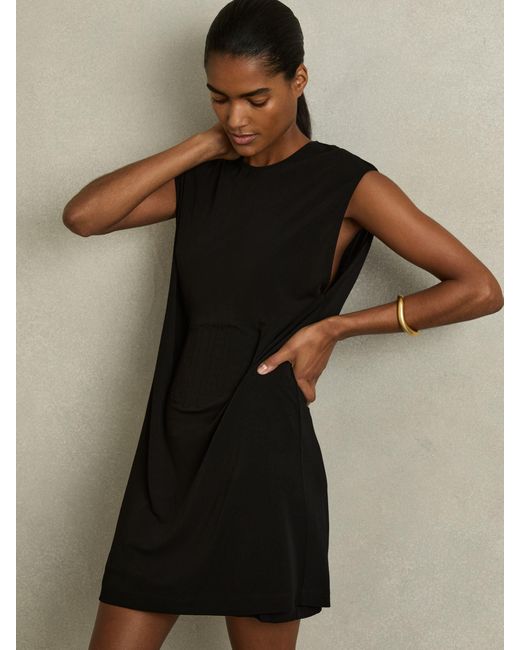 Reiss Black Corset Jersey Mini Dress