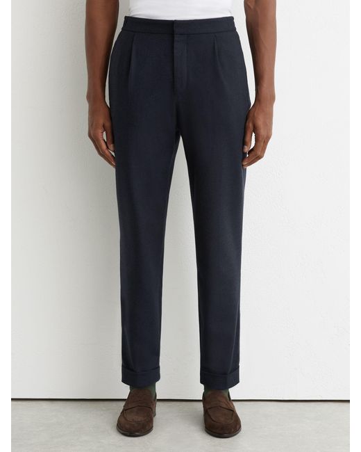 Reiss Blue Cooper - Navy Wool-blend Tapered Cuffed Trousers, 38 for men