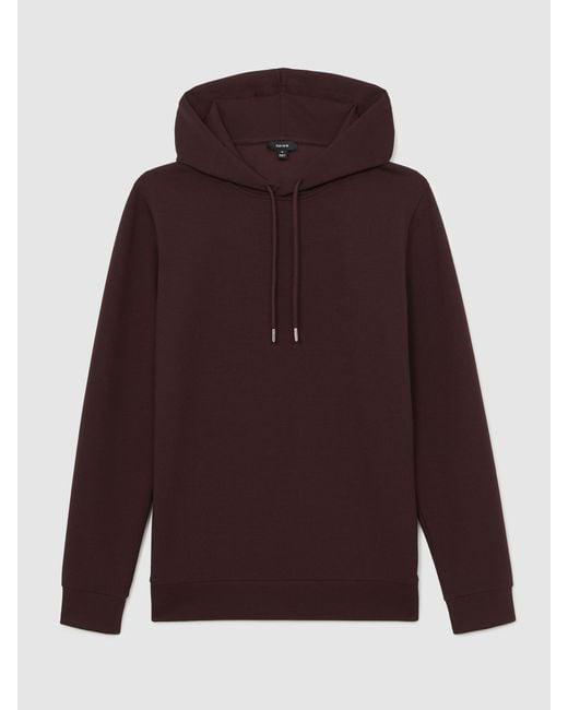 Reiss Brown Interlock Jersey Drawstring Hoodie for men