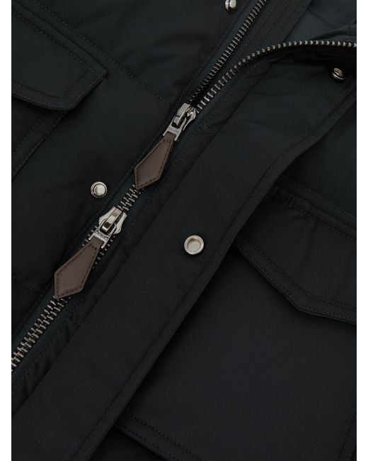 Reiss Black Quilted Four-Pocket Puffer Jacket for men