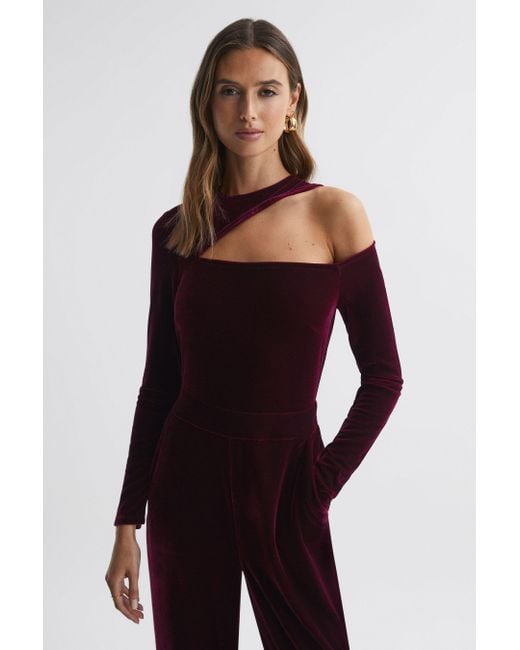 Reiss Red Adele Jumpsuit Polyester Plain, Dark