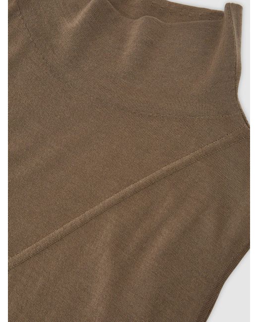 Reiss Multicolor Honey - Khaki Green Wool Funnel-neck Sleeveless Knit Top, Xl (us 16-18)