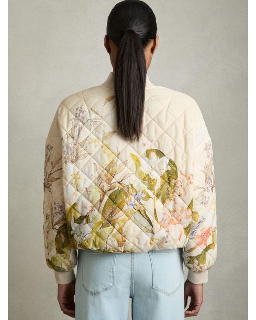 Reiss Natural Quilted Printed Bomber Jacket