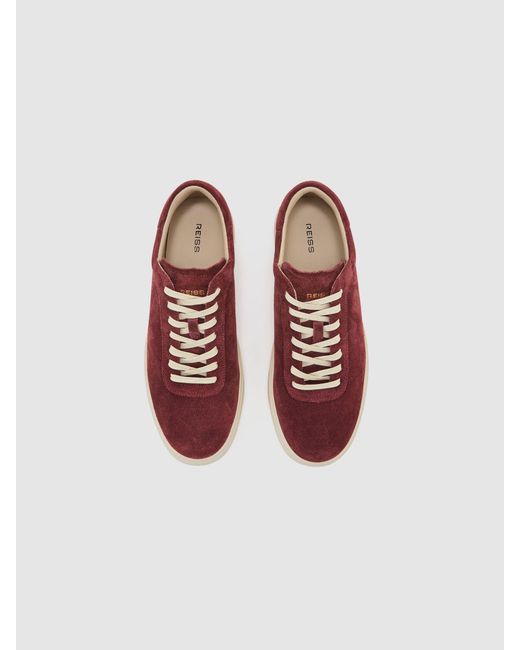 Reiss Blue Anders Perforated-Detail Trainers for men