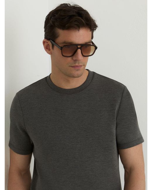 Reiss Gray Premium-Interlock Modern-Fit T-Shirt for men