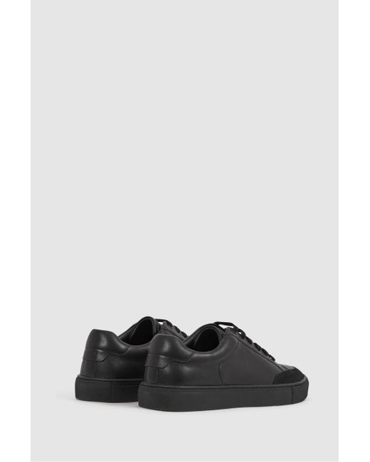 Reiss Ashley - All Black Leather Suede Trainers for men