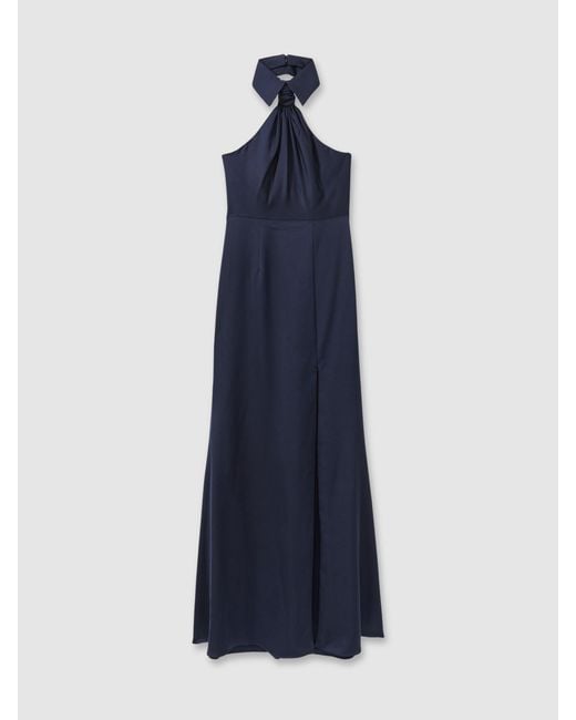 Halston Heritage Blue Halter Neck Maxi Dress