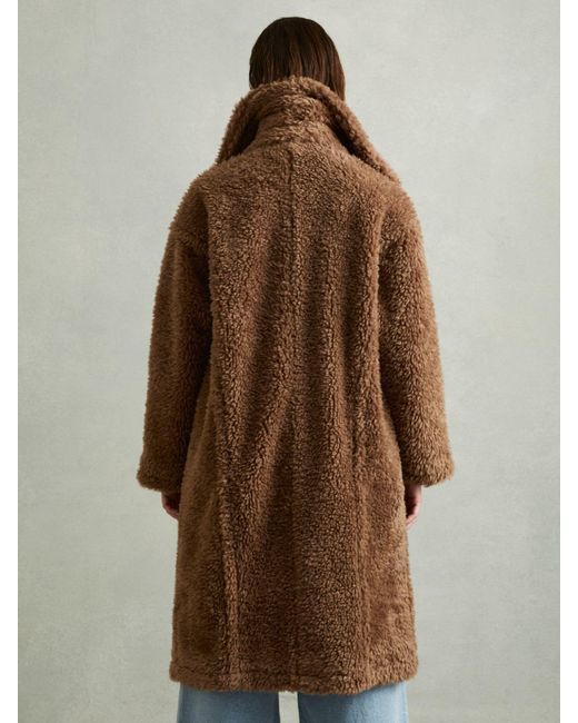 Reiss Darla - Brown Petite Teddy Coat With Wool, M