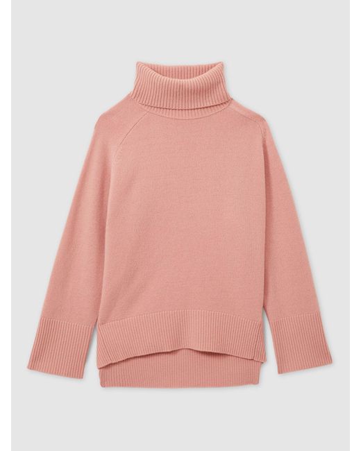 Reiss Pink Wool-Cashmere Roll-Neck Jumper