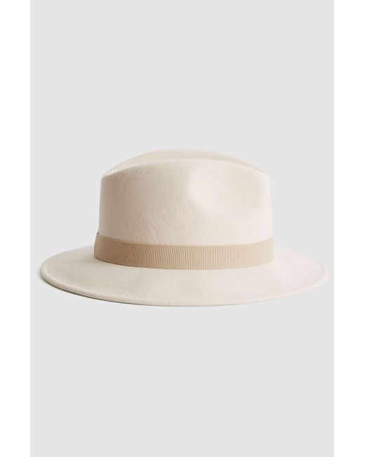 Reiss Natural Ashbourne - Ivory Ashbourne Wool Fedora Hat, M/l