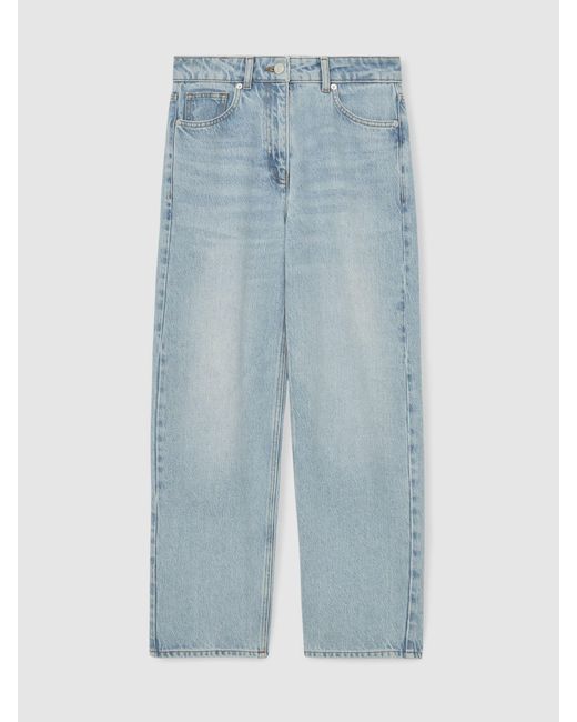 Reiss Blue Mid-Rise Straight-Leg Jeans