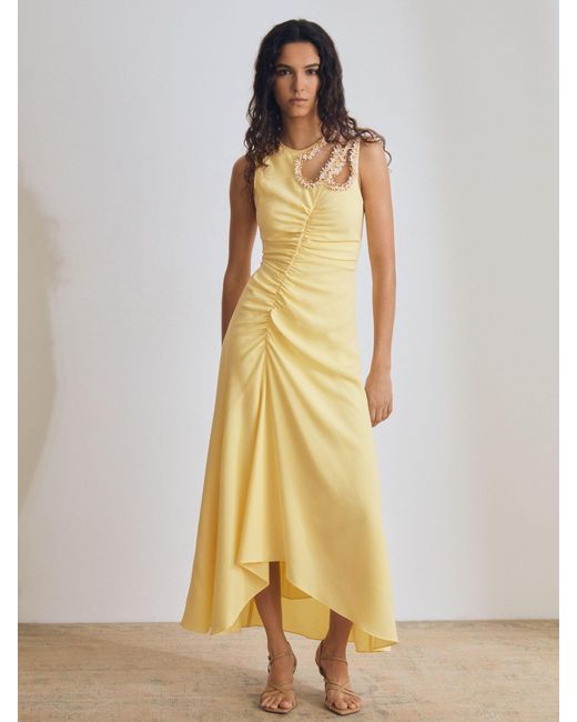 Reiss Elizabeth - Yellow Atelier Embellished Shoulder Maxi Dress, Us 2 in Metallic | Lyst Reiss Elizabeth - Yellow Atelier Embellished Shoulder Maxi Dress, Us 2 in Metallic | Lyst