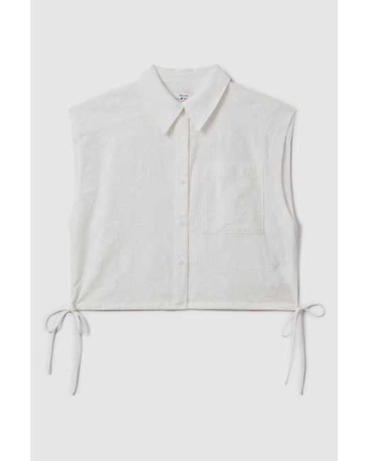 Reiss White Cotton Embroidered Shirt