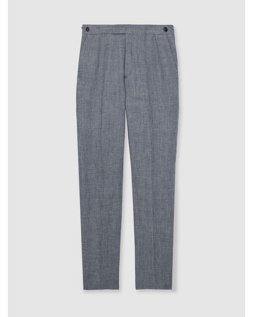 Reiss Multicolor Slim Fit Linen Check Suit Trousers for men