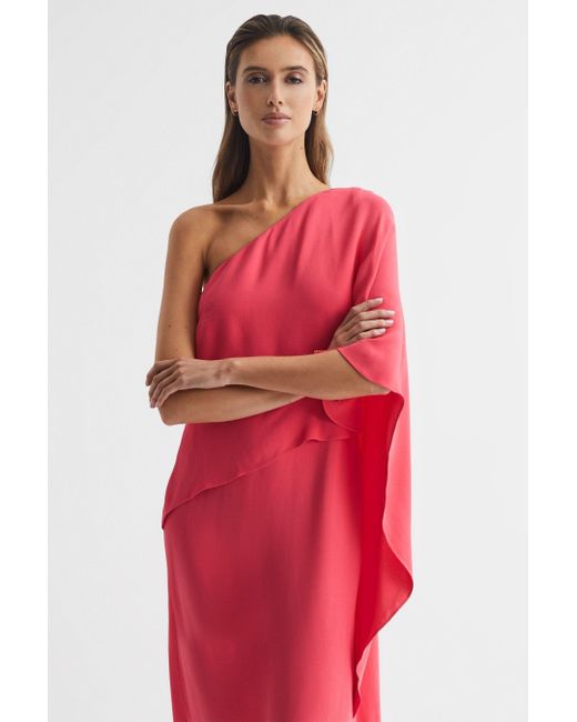 Reiss Red Jordyn One-shoulder Woven Maxi Dress