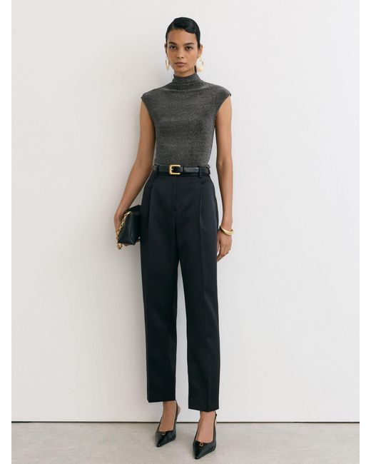 Reiss Multicolor Metallic Funnel-Neck Top