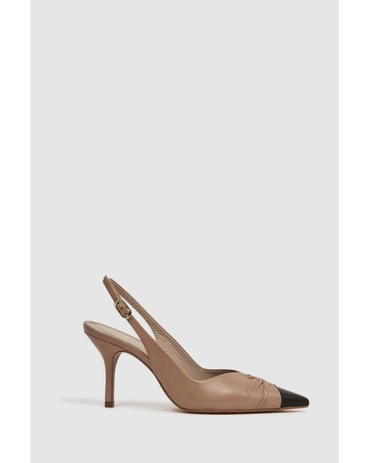 Reiss Natural Delilah Court Shoes Leather Ruched