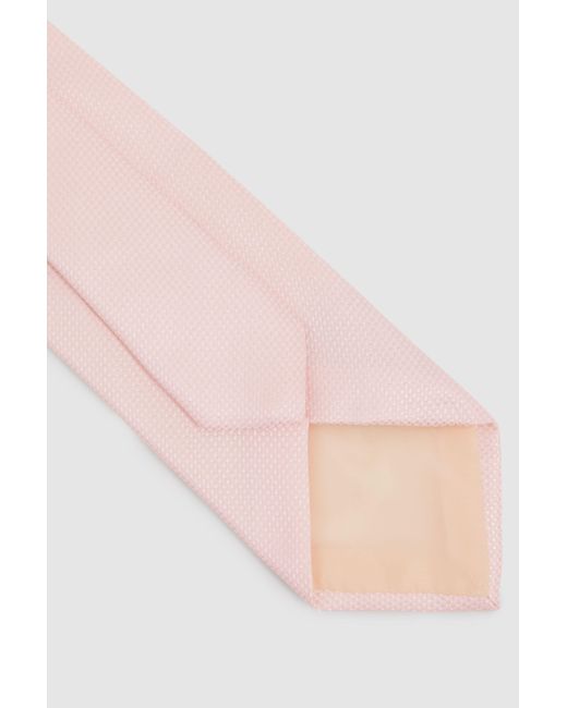 Reiss Ceremony - Light Pink Textured Tie With Silk, for men