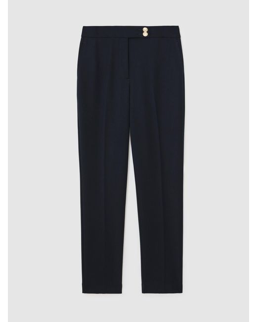 Reiss Blue Tapered Button-Detail Trousers
