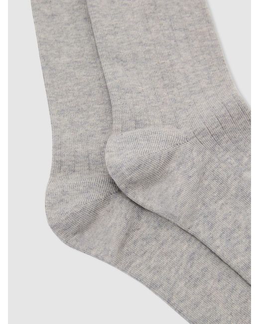 Reiss White Felicia - Grey Marl Cotton Blend Ribbed Loafer Socks, Us 5-7