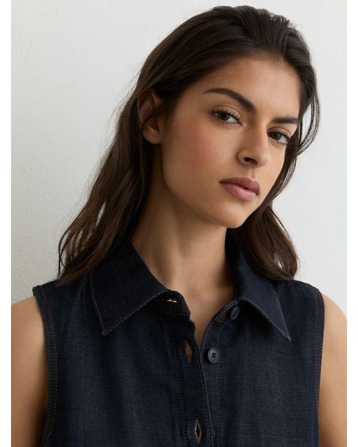 Reiss Remi - Indigo Blue Button-front Belted Denim Midi Dress, Us 2