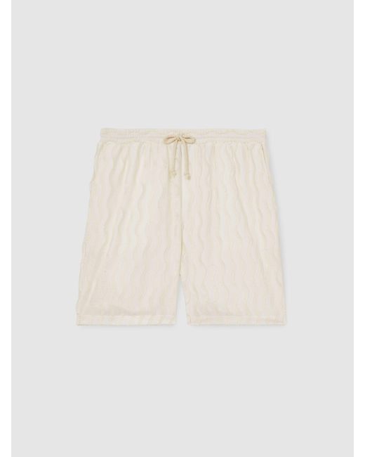 Reiss Natural Serra - Off White | Ché Fringed-wave Shorts, Xl for men