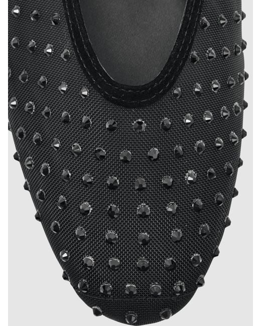 Reiss White Mesh Embellished Ballet Flats
