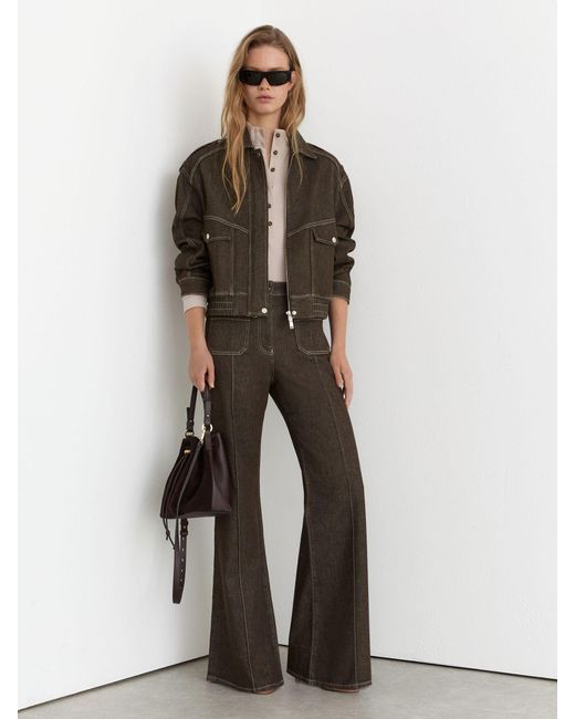 Reiss Blue Patch-Pocket Flared Jeans