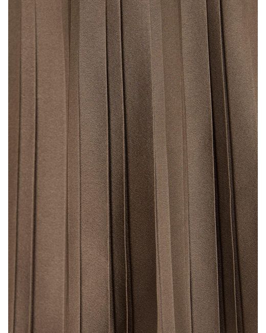 Reiss Brown Satin Pleated Mini Skirt