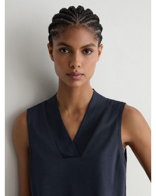 Reiss Blue Jersey V-Neck Vest