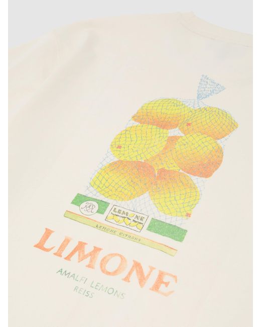 Reiss Calvino - White Cotton Lemon-print Relaxed-fit T-shirt, Xxl for men