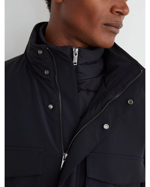 Reiss Blue Four-Pocket Hooded Jacket With Removable Gilet for men