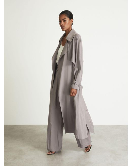 Reiss Gray Belted Trench Coat