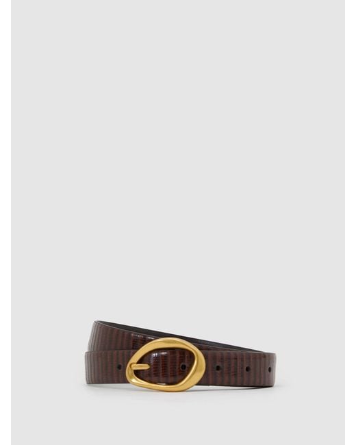 Reiss Natural Leather Lizard-Effect Sculpted-Buckle Belt