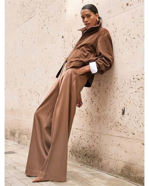 Reiss Kiara Funnel-Neck Bomber Jacket in Brown Lyst UK