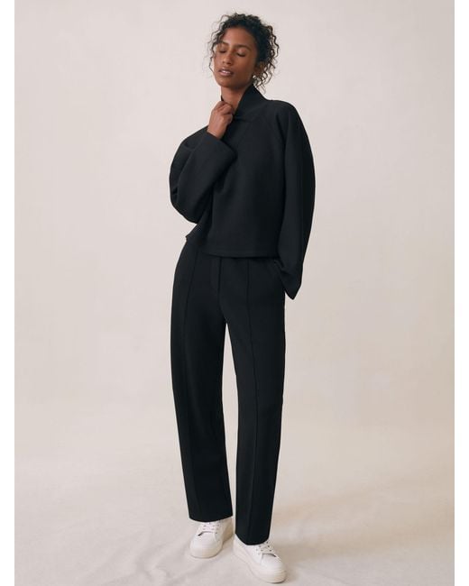 Reiss Black Premium Interlock Tapered Joggers