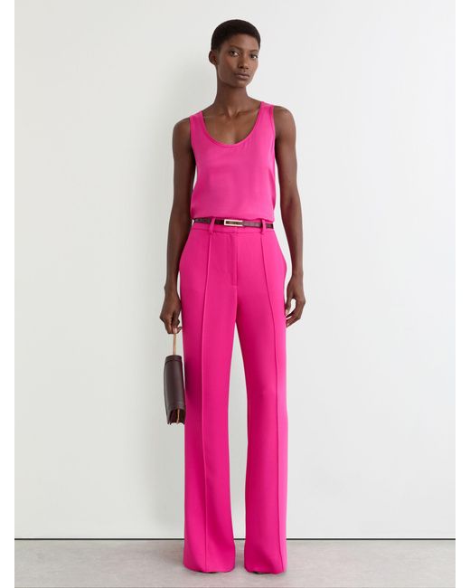 Reiss Pink Silk-Front Cami Top