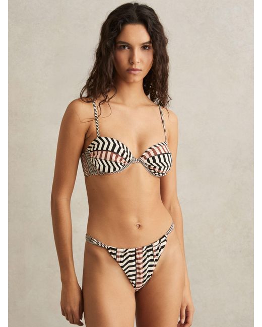 Reiss Black Chevron Stripe Underwired Bikini Top