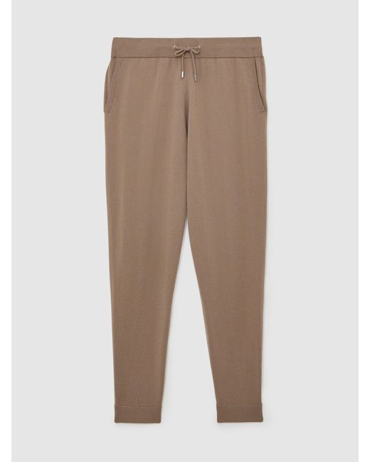 Reiss Natural Billings - Camel Brown Merino Wool-blend Cuffed Joggers, M for men