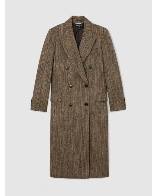 ATELIER Black Wool-Blend Textured Double-Breasted Coat