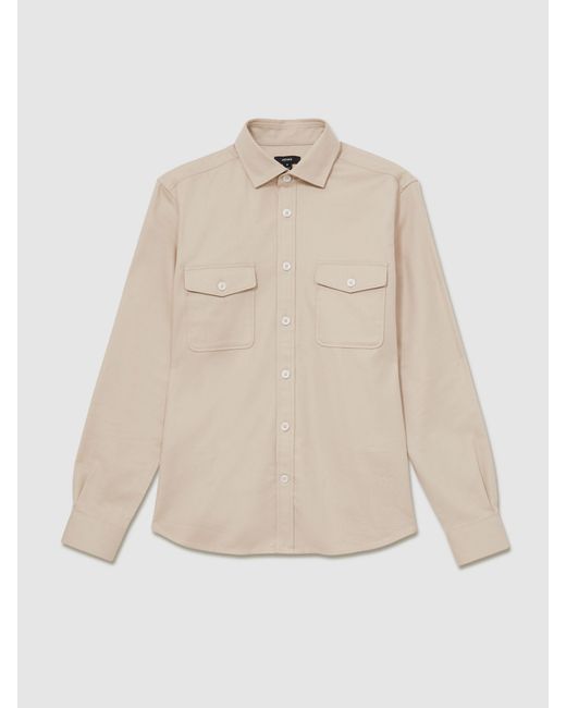 Reiss Natural Whisper Stretch-Cotton Twill Twin-Pocket Overshirt for men