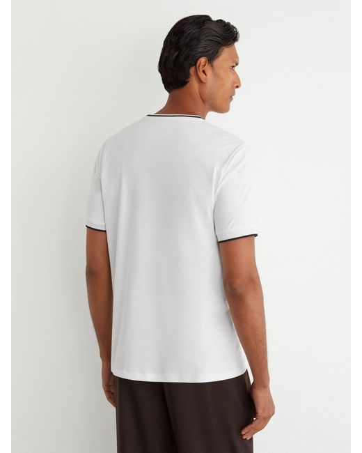 Reiss White Air-Water Cotton Tipped Tailored-Fit T-Shirt for men