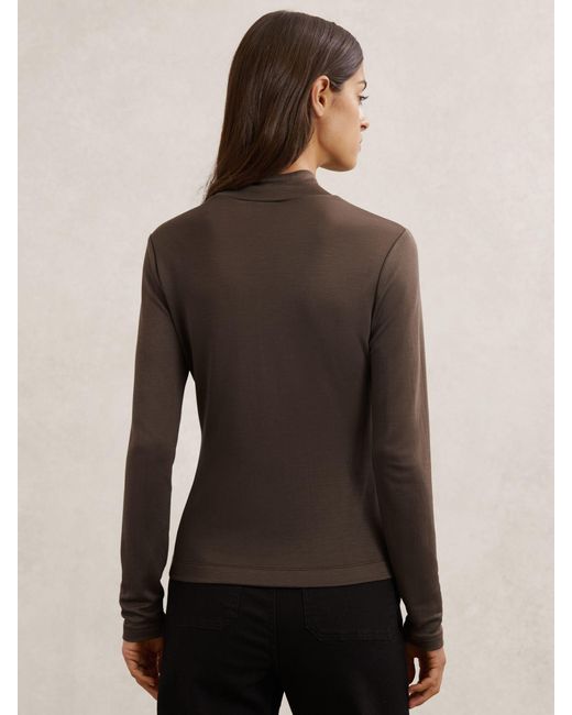 Reiss Multicolor Lyocell-Blend Funnel-Neck Top