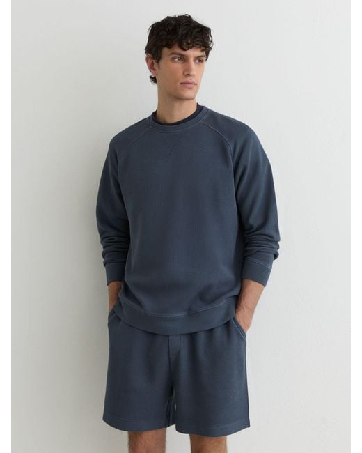 Reiss Drift - Airforce Blue Cotton-piqué Garment-dyed Sweatshirt, M for men