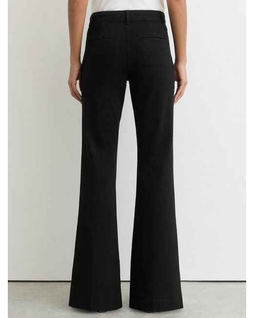 Reiss Black Petite Button-Detail High-Rise Flared Jeans
