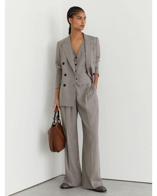 Reiss Gray Wool-Blend Tailored Waistcoat